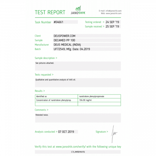 DECAMED PP 100 (Nandrolone Phenylpropionate) Deus Medical - Image 3