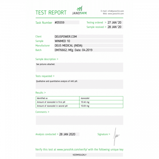 WINIMED 10 (Stanozolol) Deus Medical - Image 3